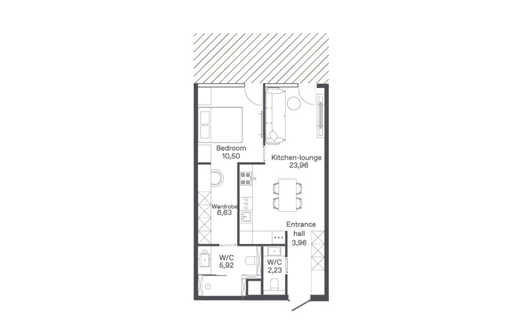 One-bedroom apartments type B1-A