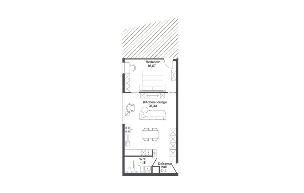 One-bedroom apartments type B-B