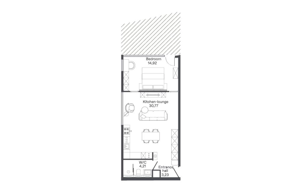 One-bedroom apartments type B-A