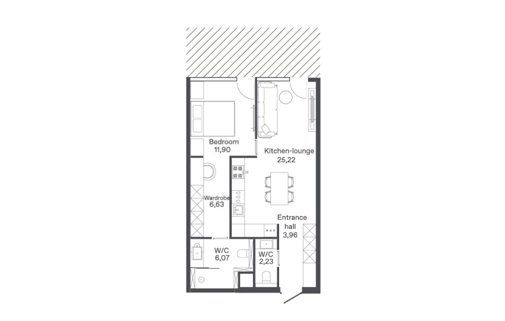 One-bedroom apartment type B1.1-A