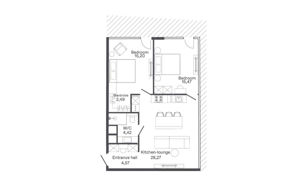 C4-C type two-bedroom apartments