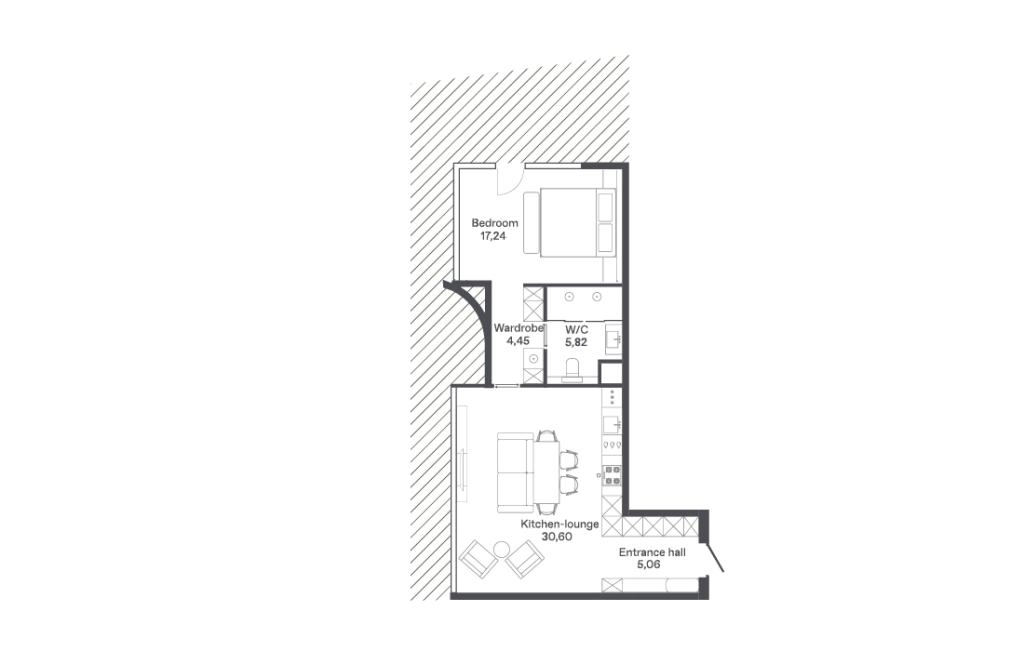 One-bedroom apartment type B3-A