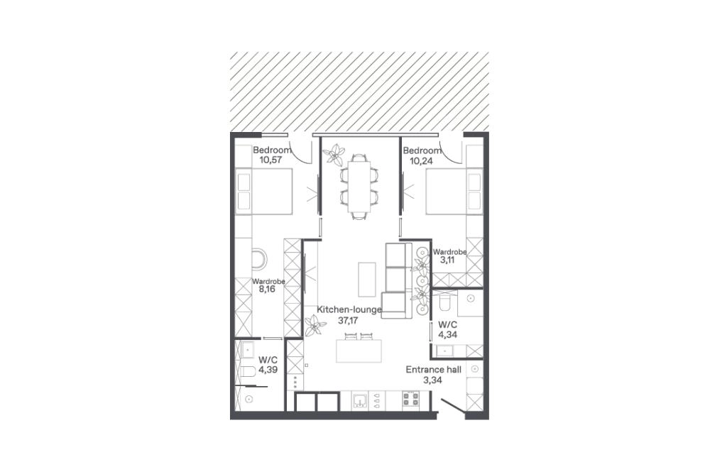 Type C-B double room apartments