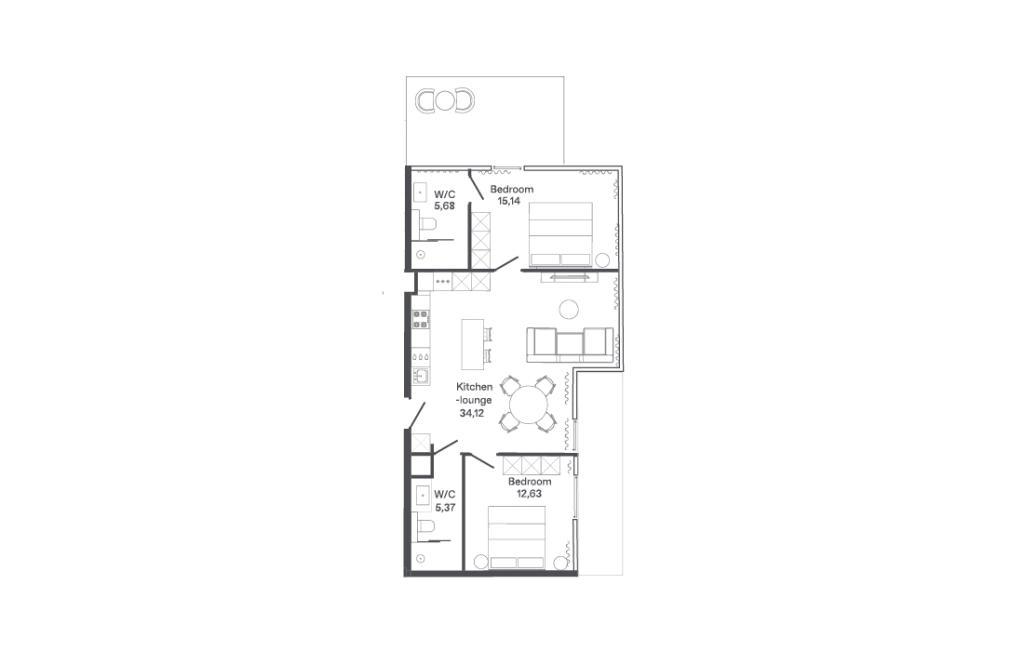 Two-bedroom apartments type C8-C
