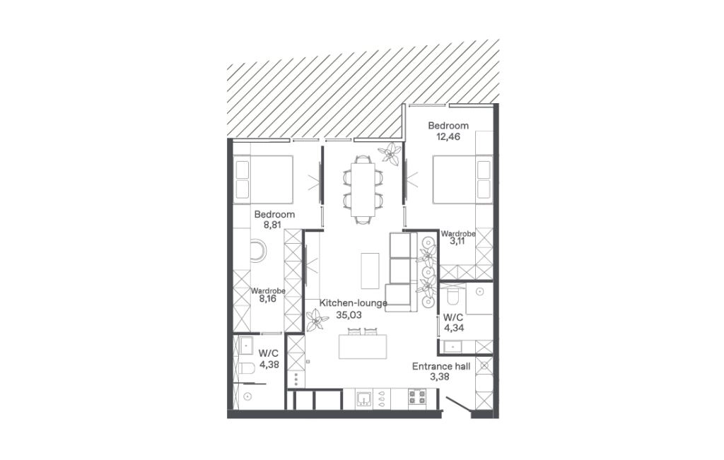 C1-A type two-bedroom apartments