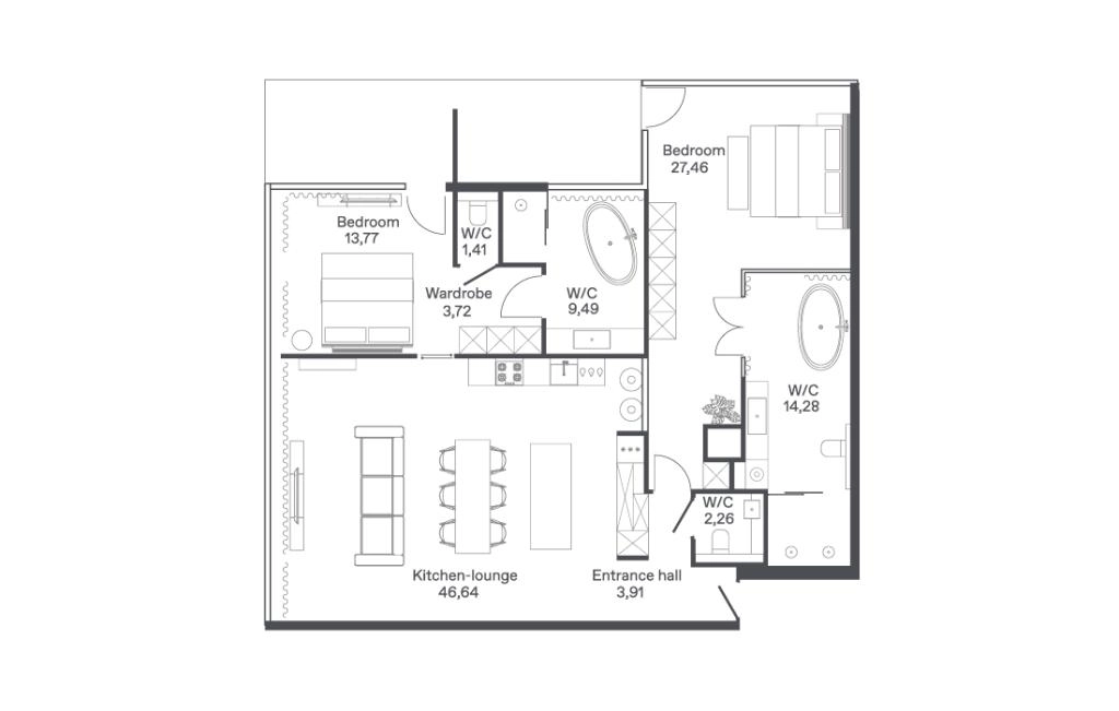 Type C3-A two-bedroom apartments