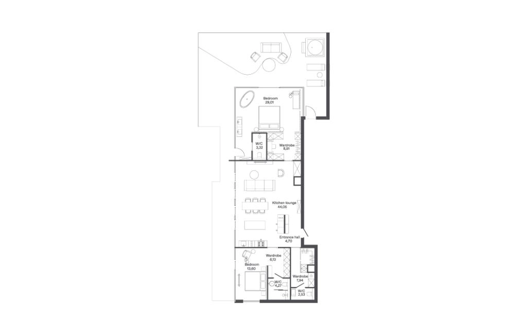 F1-B type double room apartments