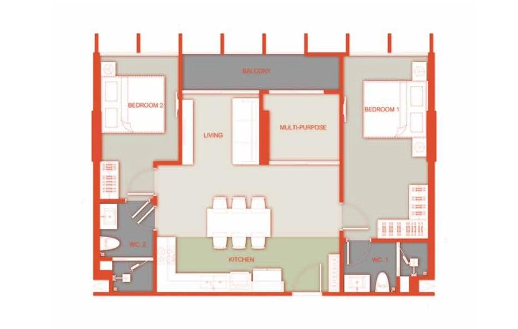 G1 type double-bedroom apartments