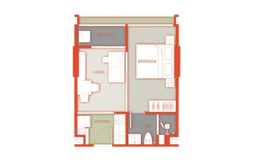 One-bedroom apartments type B2