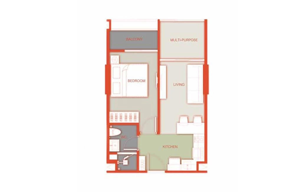 C2 type one-bedroom apartments