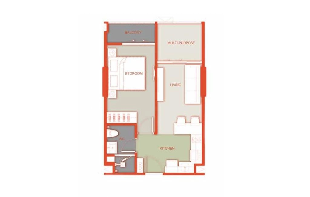 One-bedroom apartments type C3