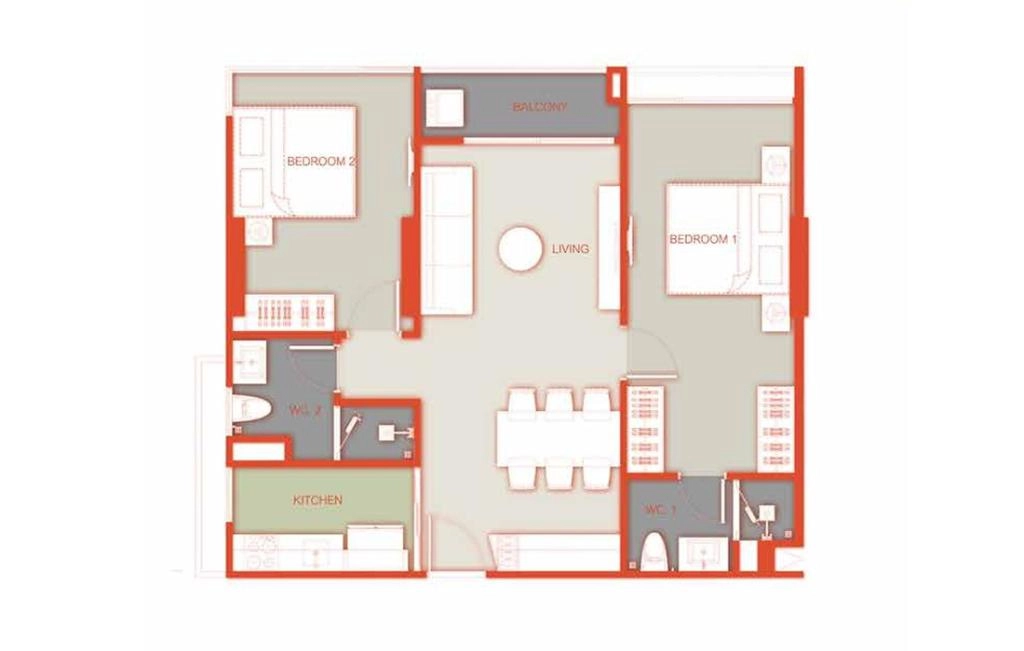 Two-bedroom apartments type E2