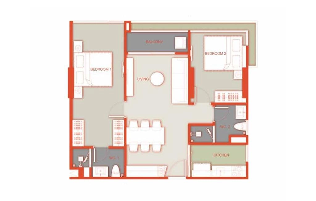 E3 type double bedroom apartment