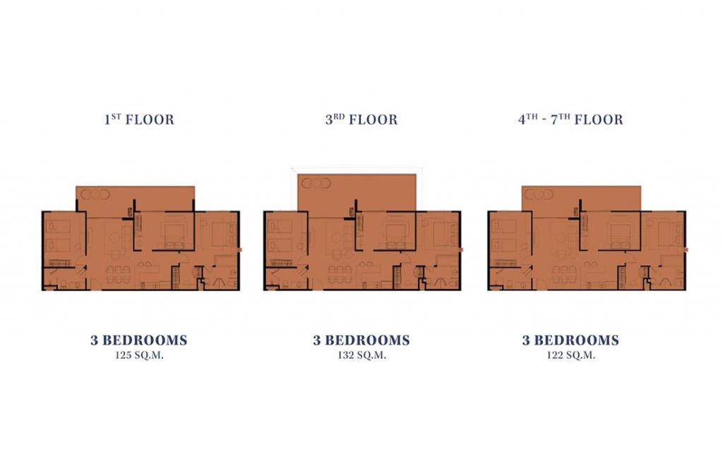 Трехспальные апартаменты тип 3BR