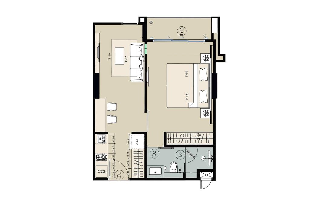 Einschlafzimmer-Apartment Typ C