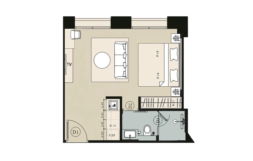 E-1 Ein-Zimmer-Apartment