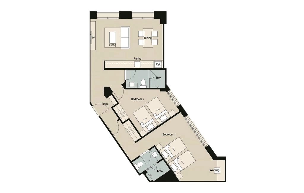 Doppelzimmer Wohnung Typ E