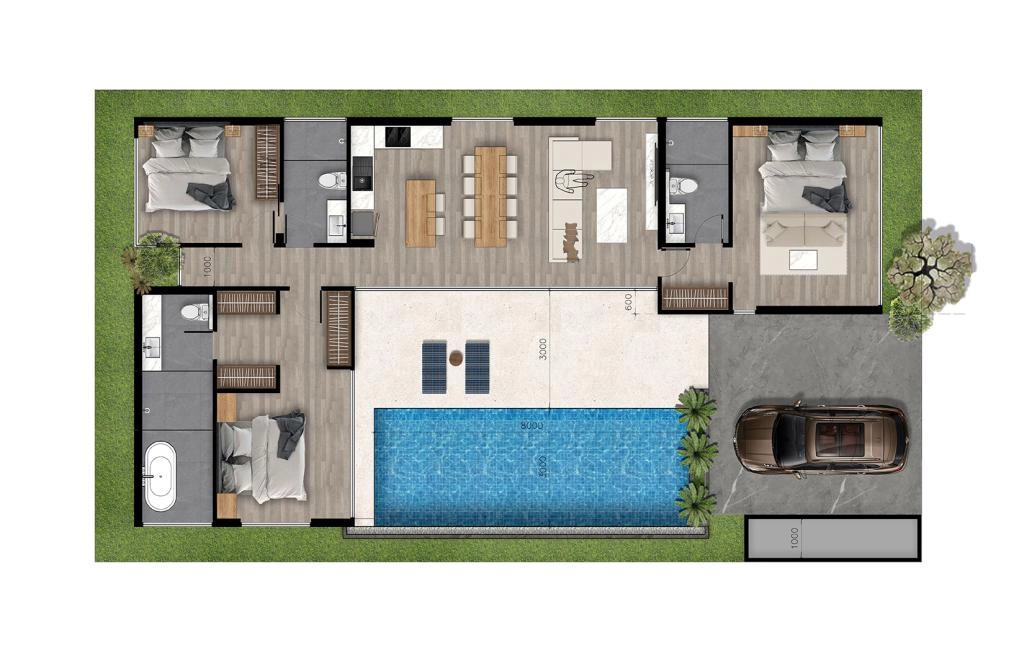 Villa with three bedrooms