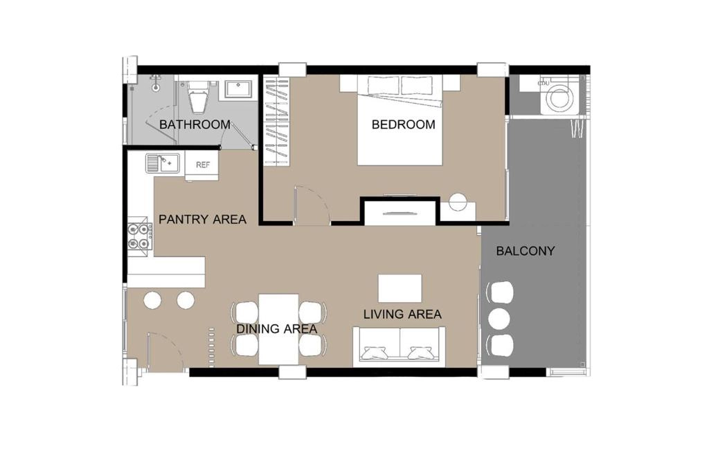 One-bedroom apartments type F