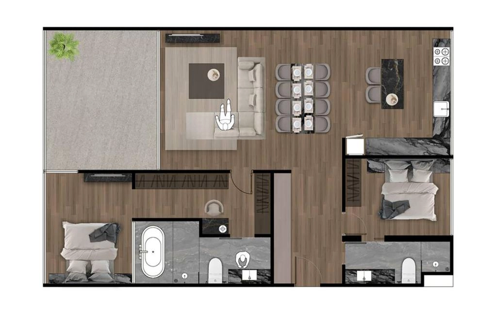 อพาร์ตเมนต์แบบ 2BR-G