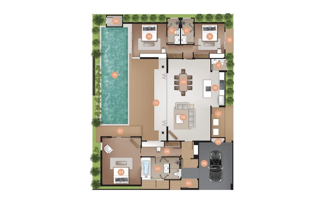 Villa with three bedrooms type A