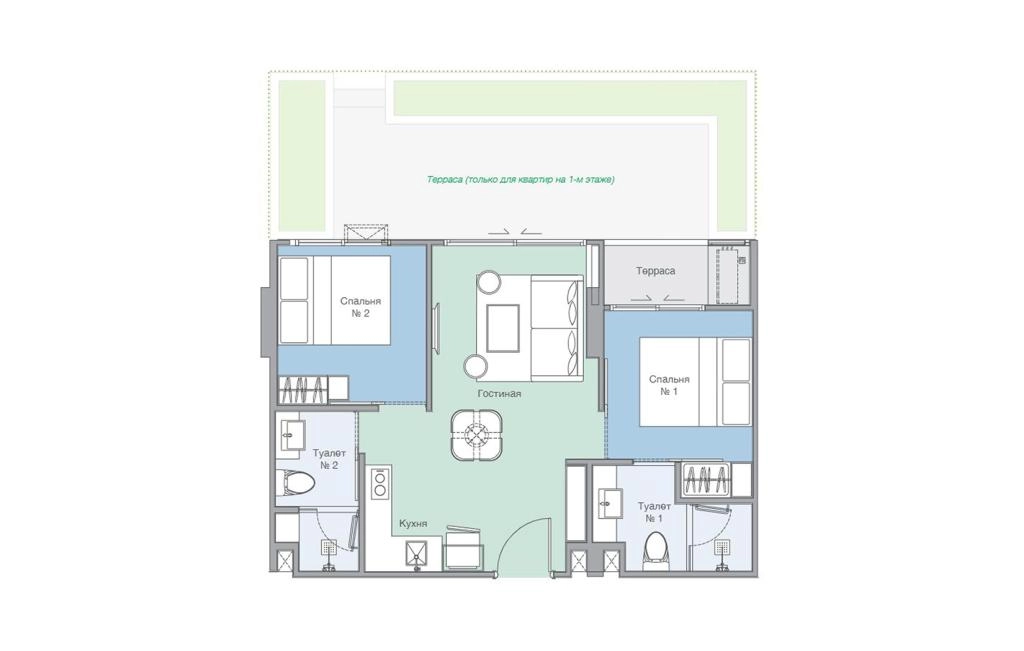 2B-1 type two-bedroom apartment