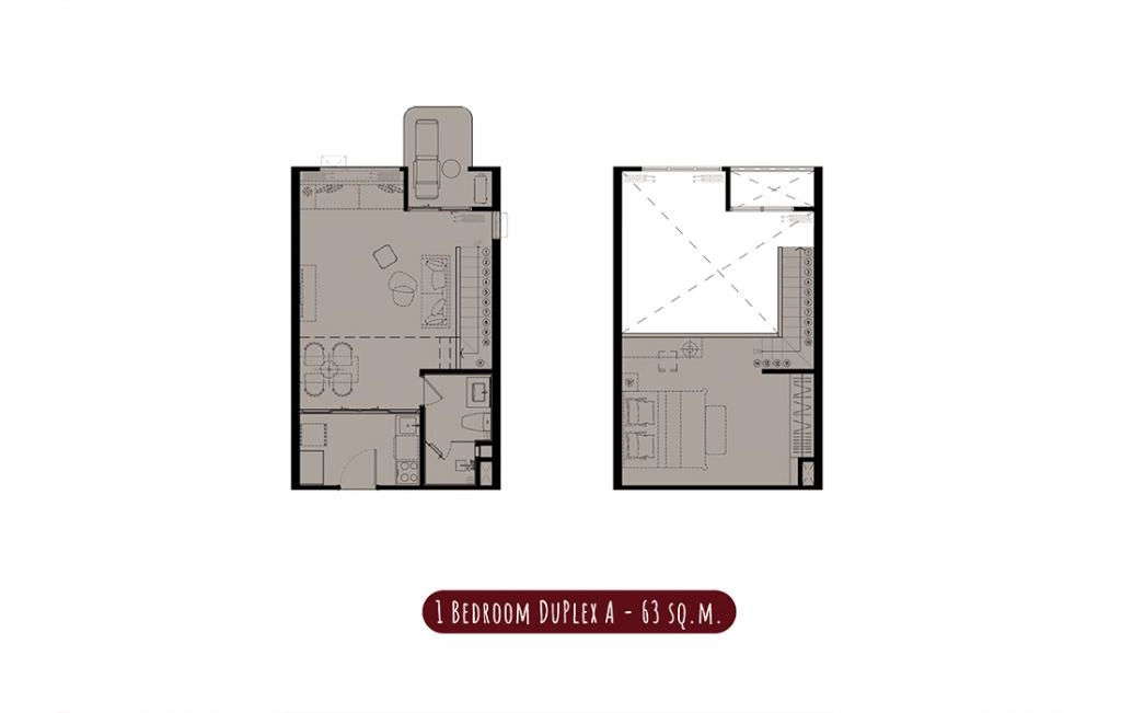 Односпальные апартаменты тип 1B-DUPLEX-A