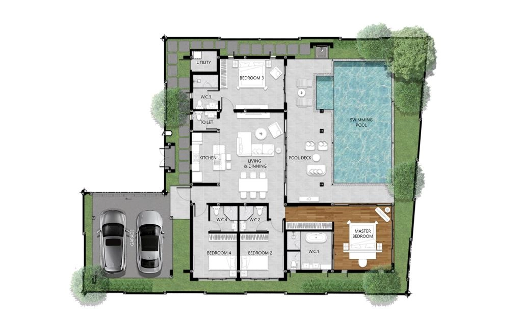 Four-bedroom villa