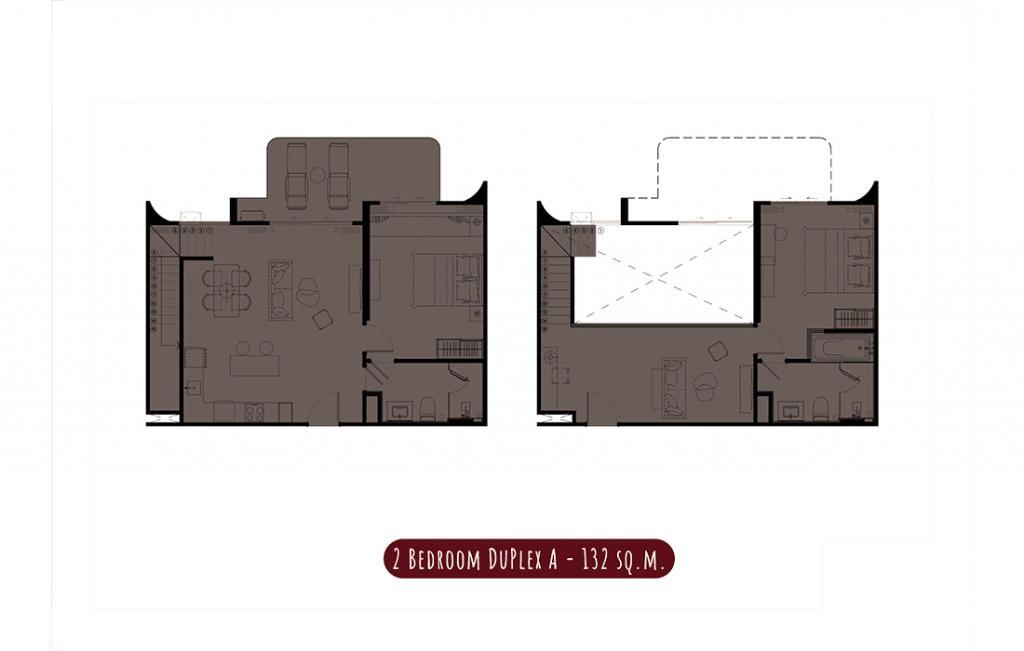 Двуспальные апартаменты тип 2B-DUPLEX-A