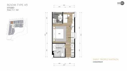 106 Studio, type A5 Saint Tropez Naithon