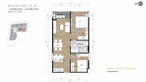 319 2-bedroom apartment, type C2_M Saint Tropez Naithon