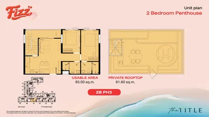 Penthouse mit zwei Schlafzimmern · 2B PH3 #A707