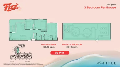 Penthouse mit drei Schlafzimmern · 3B PH1 #A715