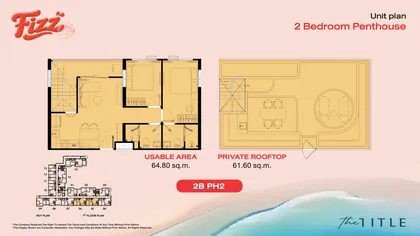 เพนต์เฮาส์ 2 ห้องนอน · 2B PH2 #A705