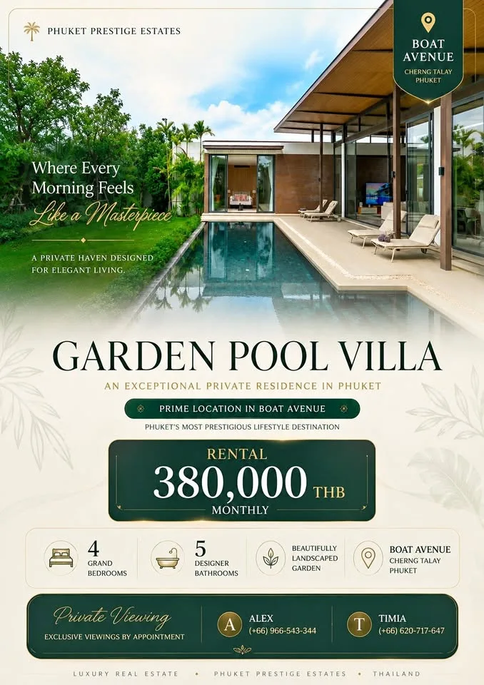 Ultra-Luxury 4 Bed 5 Bath Pool Villa at Boat Avenue, Bang Tao