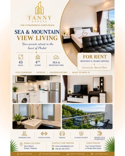 Moderne 1-Zimmer-Wohnung mit Meer- und Bergblick in Karon