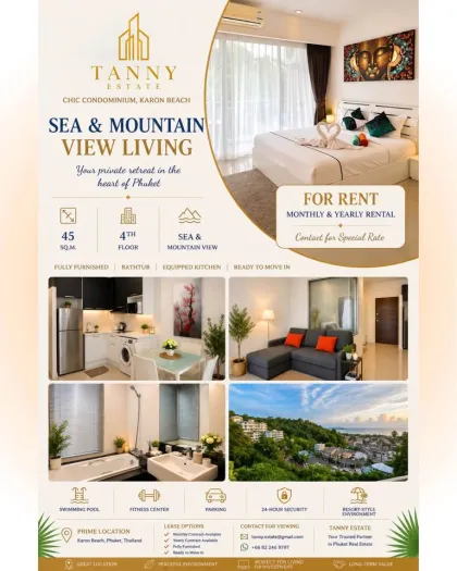 Moderne 1-Zimmer-Wohnung mit Meer- und Bergblick in Karon