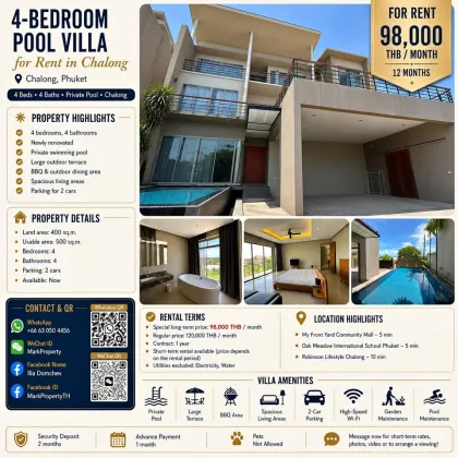 4-Schlafzimmer Poolvilla zur Miete in Chalong, Phuket