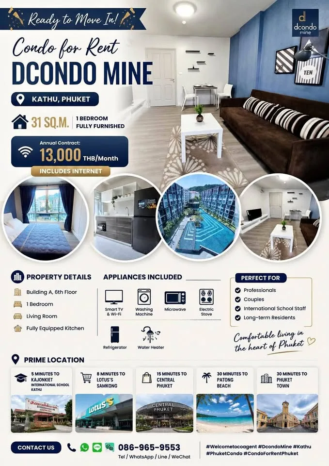 Fully Furnished 1-Bedroom Apartment at Dcondo Mine Kathu