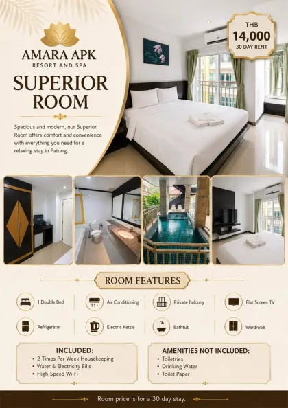 1-комнатная квартира с 1 ванной в аренду в Amara APK Resort & Spa, Патонг