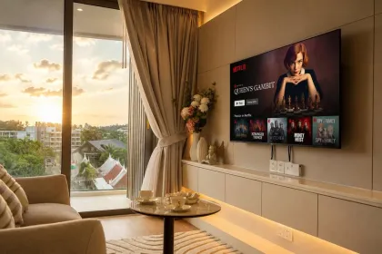 Апартаменты с 1 спальней и видом на озеро в аренду в The Aqua Condo, Чернг Талай