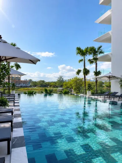 Апартаменты с 1 спальней и видом на озеро в аренду в The Aqua Condo, Чернг Талай