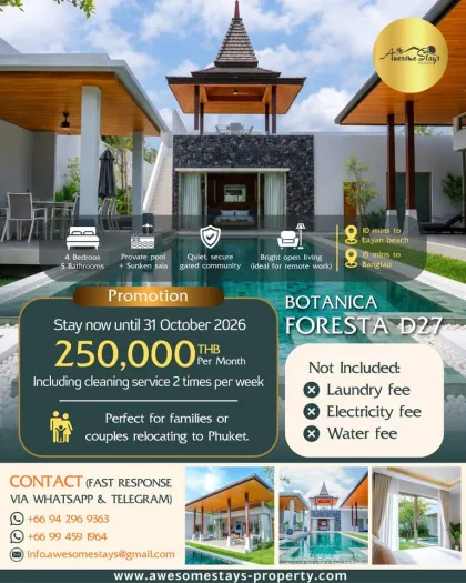 Вилла с 4 спальнями и приватным бассейном в Botanica Foresta D27, Лаян