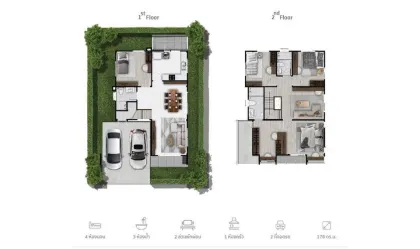 Новая вилла 4 спальни, 3 ванной на аренду в Supalai Lake View, Ко Кэо