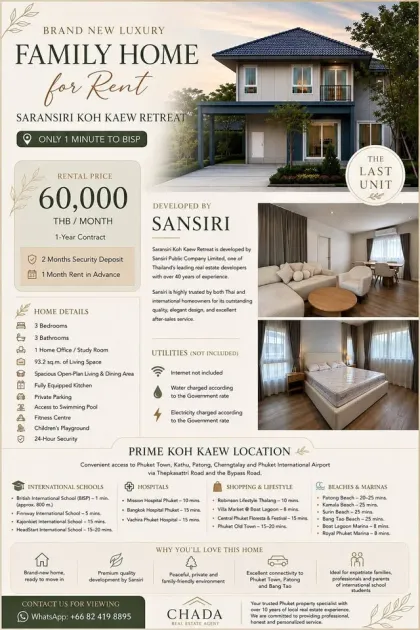Villa neuve de 3 chambres à louer au Saransiri Koh Kaew Retreat