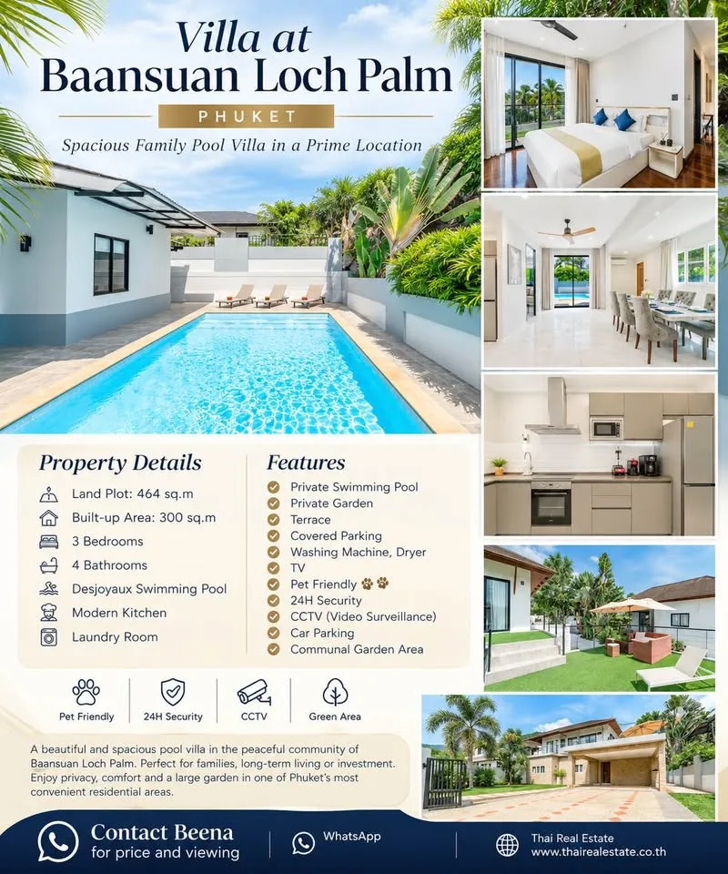 Baansuan Loch Palm宽敞3卧室私人泳池别墅