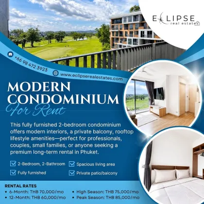 2-Bedroom, 2-Bath Apartment for Rent at Skypark Celeste Laguna Phuket