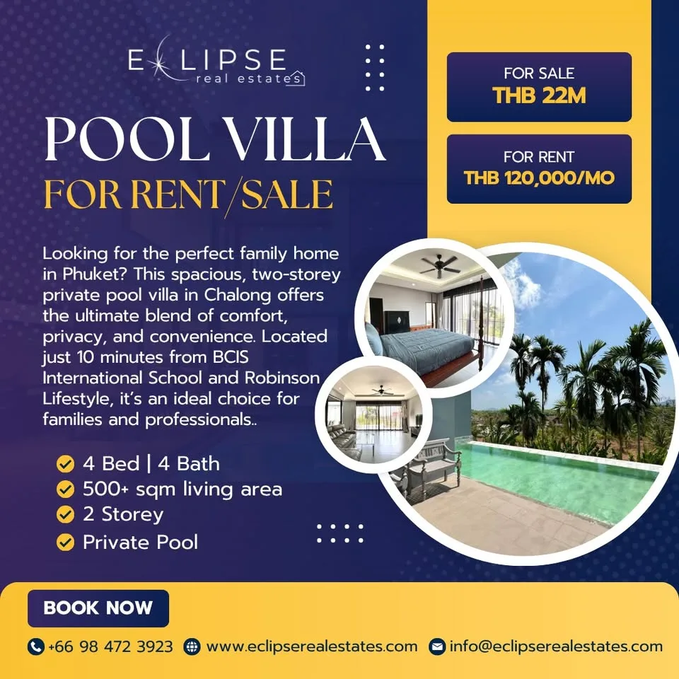 Spacious 4-Bedroom Private Pool Villa for Rent in Chalong, Phuket