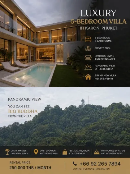 Neuwertige 5-Zimmer-Villa zur Miete in Karon, Phuket