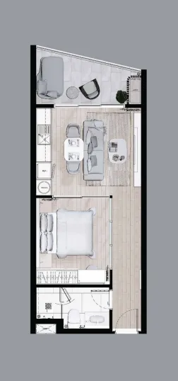 Moderne 1-Zimmer-Wohnung zur Miete in The Aqua, Boat Avenue